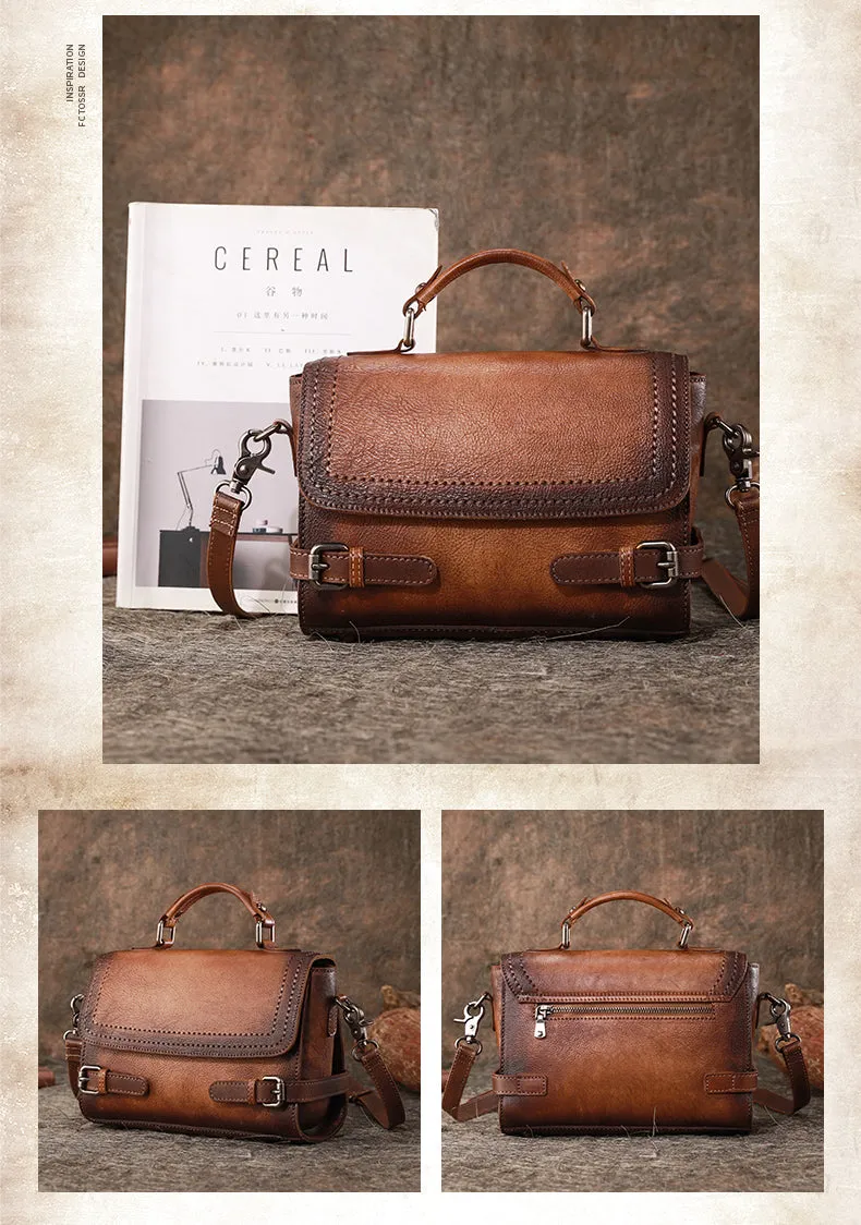 Womens Brown Leather Satchel Bag School Shoulder Bag Best Crossbody Purse for Ladies