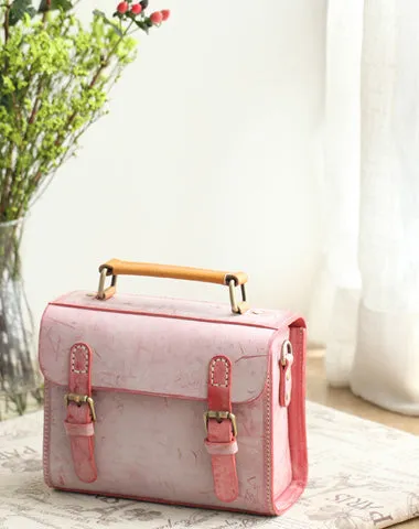 Womens Gray Leather Small Satchel Bag Waxed Leather Cambridge Small Handbag Shoulder Bag Purse for Women