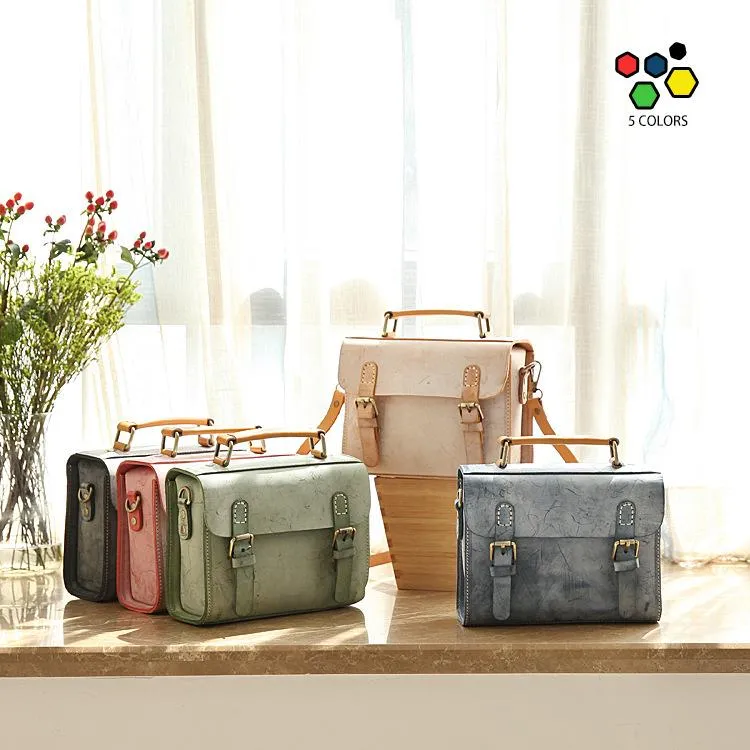 Womens Gray Leather Small Satchel Bag Waxed Leather Cambridge Small Handbag Shoulder Bag Purse for Women