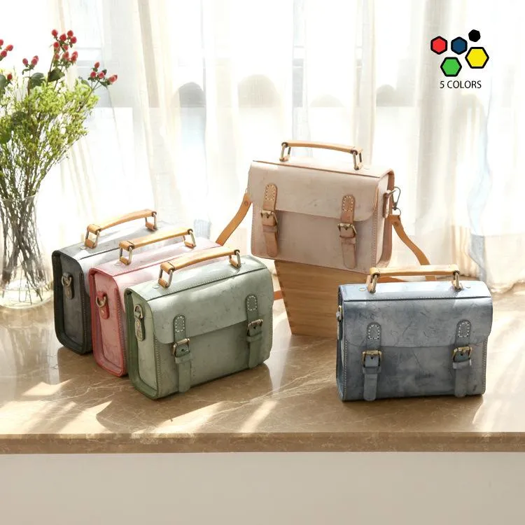 Womens Gray Leather Small Satchel Bag Waxed Leather Cambridge Small Handbag Shoulder Bag Purse for Women