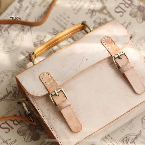 Womens Gray Leather Small Satchel Bag Waxed Leather Cambridge Small Handbag Shoulder Bag Purse for Women