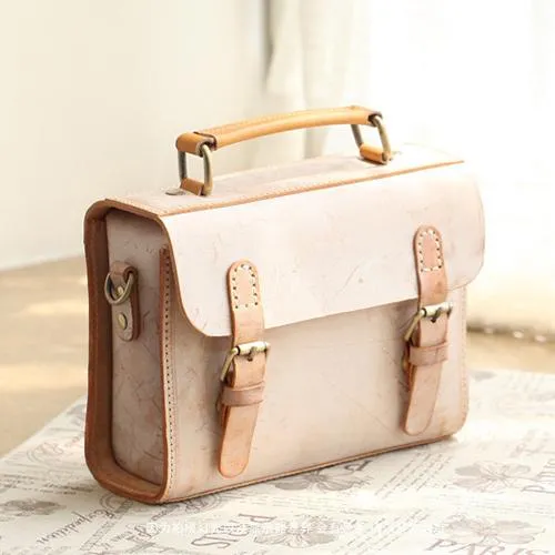 Womens Gray Leather Small Satchel Bag Waxed Leather Cambridge Small Handbag Shoulder Bag Purse for Women