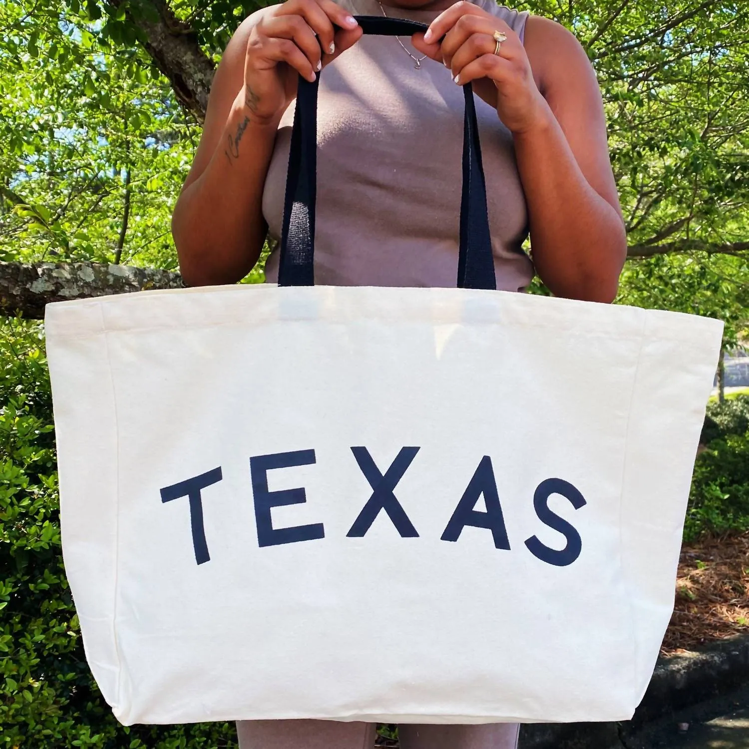 Women's State On My Mind Canvas Tote Texas In White