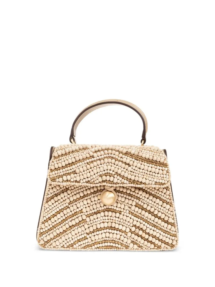 Wood-Bead Embellished Tote Bag
