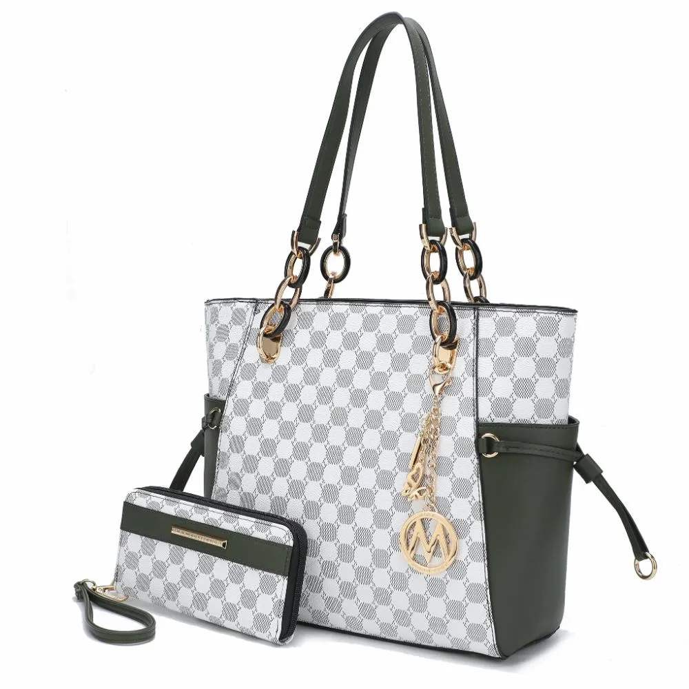 Xenia Circular Print Tote Bag with Wallet - 2 pieces