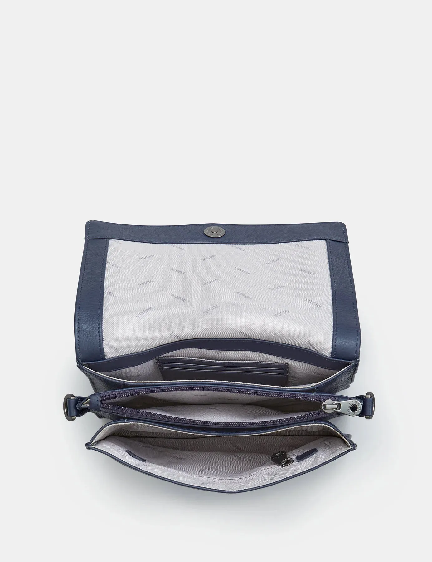 Yoshi YB238 Navy Jane Austen Bookworm Triple Gusset Flap Over Bag