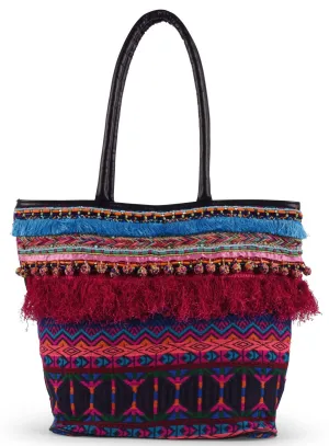 Zula Fringe Tote Bag In Multicolor
